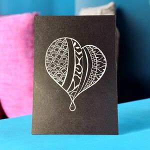 Linocut Print By Khephra Illustration Wall Art Print Unframed | Heart